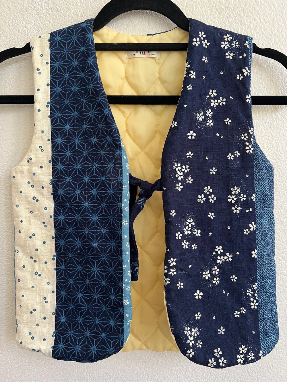 OSAKA M. Hanten Traditional Japanese Quilted Puffy Vest Front Tie Size 110